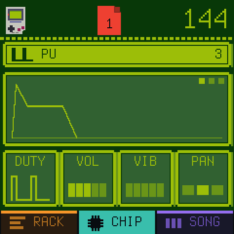 A chip screen: one channel's sound